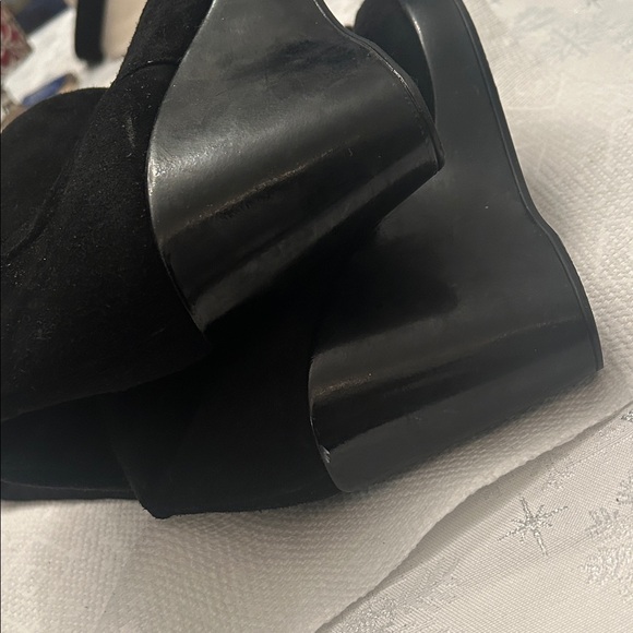 Stuart Weitzman Black Suede Knee-High Wedge Boots - Picture 10 of 14